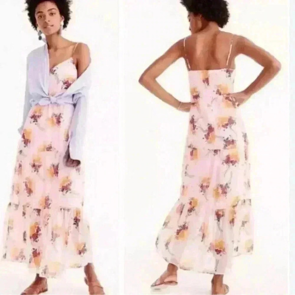 J Crew Mercantile Pink Sunburst Tiered dress - Picture 1 of 12